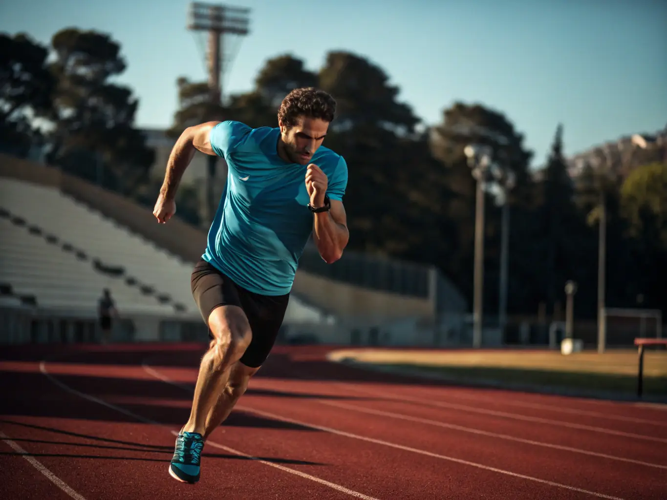 A runner participating in a track workout, illustrating the running training provided by TARN-AGOUT TRIATHLON.
