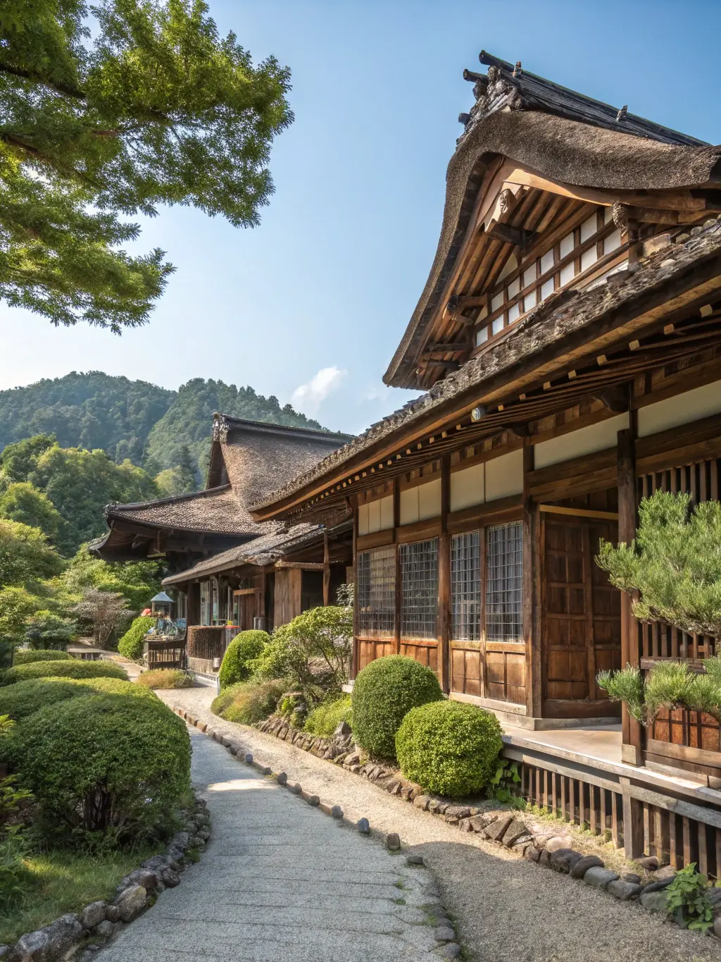 A serene image of a restored traditional house in LES MANGLES, showcasing the architectural beauty and cultural significance of the building.