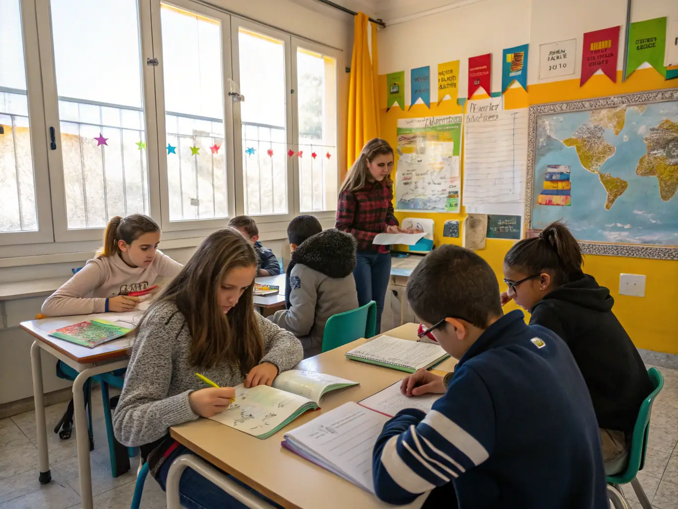 A group of students participating in a heritage education workshop, learning about the history and culture of Beautiran. The image showcases the organization's commitment to educating the youth about their heritage.